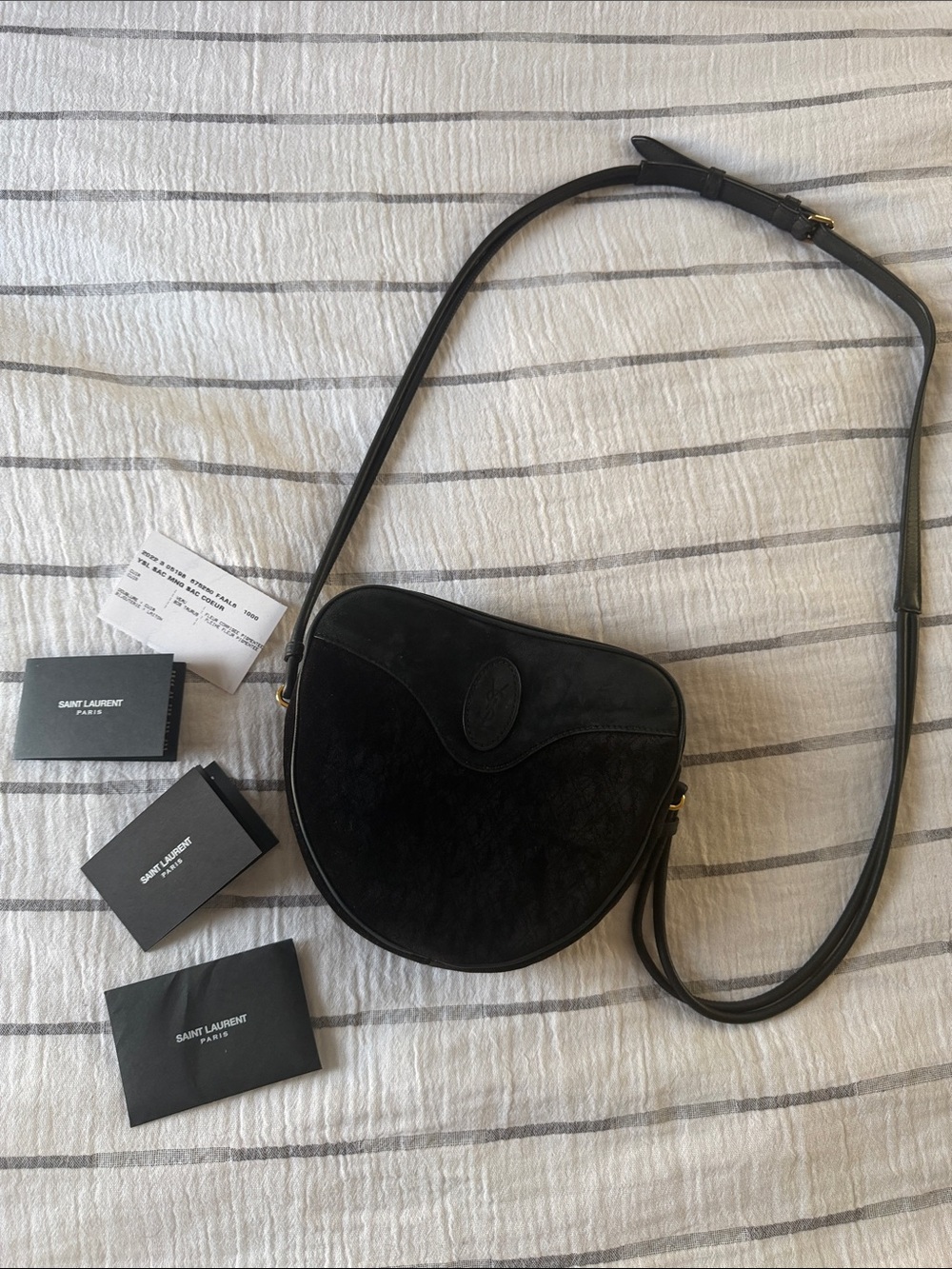 Saint Laurent Black Suede and Leather Crossbody Saddle Bag